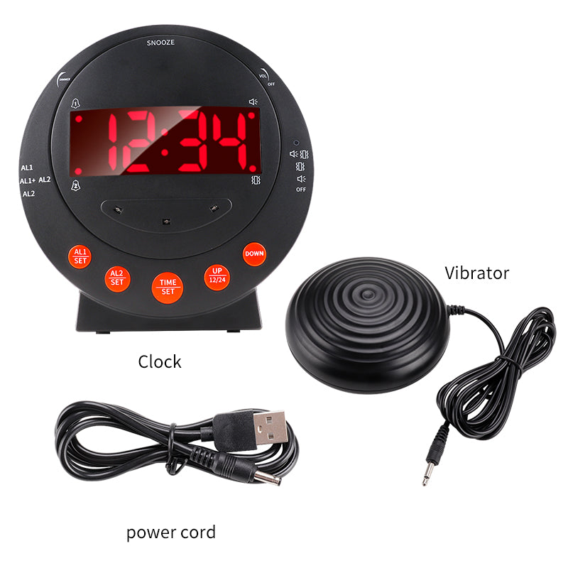 Powerful Vibrating Digital Alarm Clock for Hearing-Impaired, Deaf, Seniors & Deep Sleepers