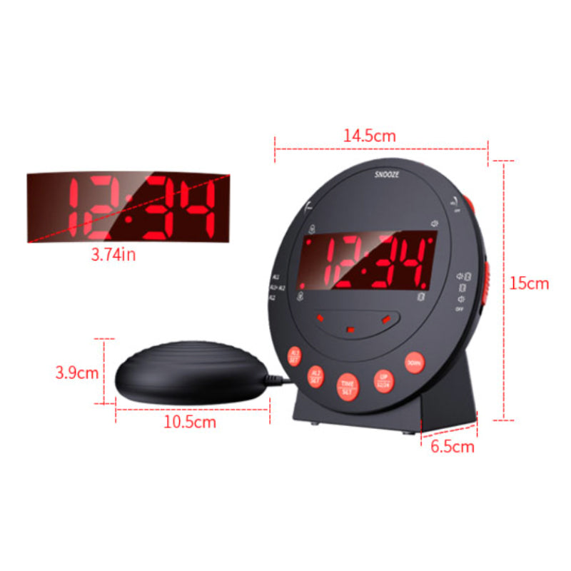 Powerful Vibrating Digital Alarm Clock for Hearing-Impaired, Deaf, Seniors & Deep Sleepers