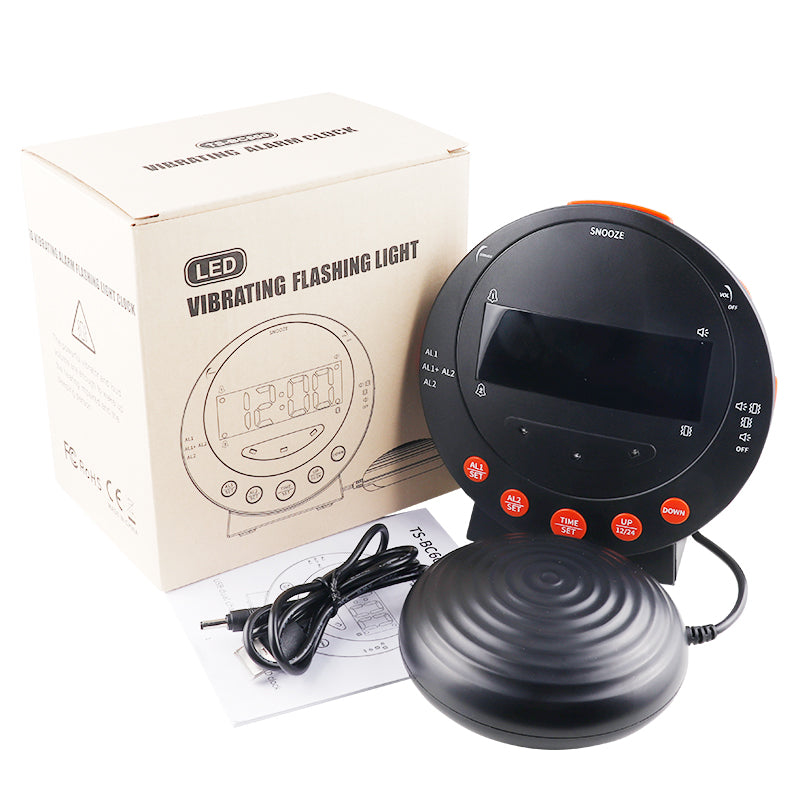 Powerful Vibrating Digital Alarm Clock for Hearing-Impaired, Deaf, Seniors & Deep Sleepers