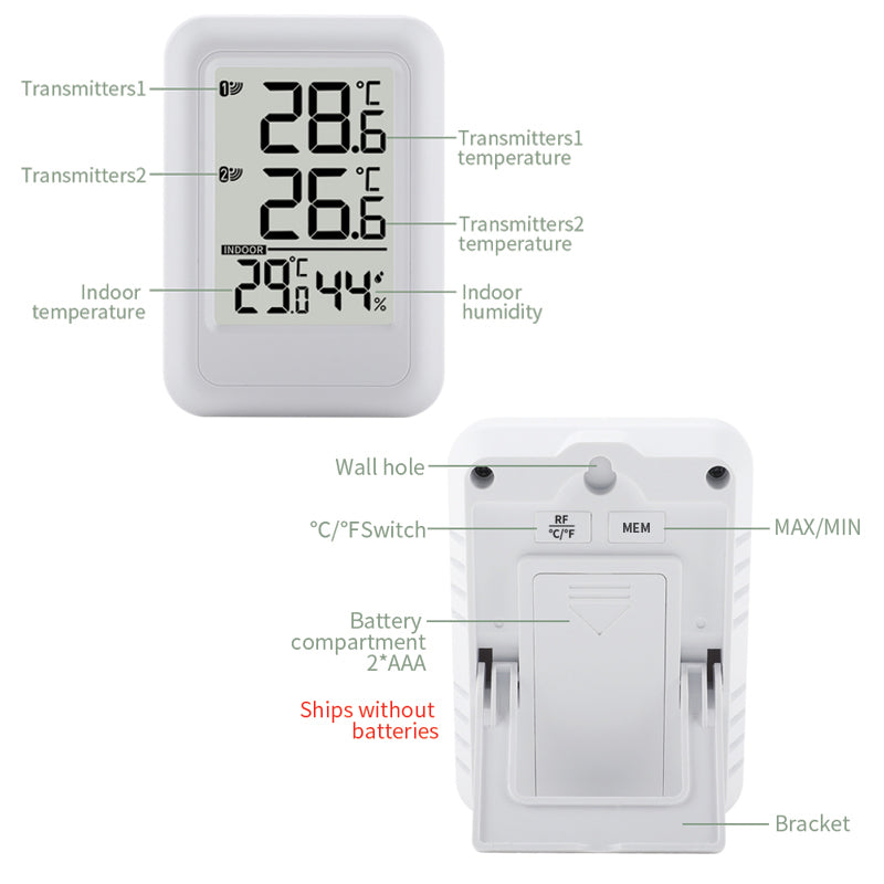 New Wireless Indoor/Outdoor Thermometer & Hygrometer – High-Precision 1-to-2 Multi-Sensor Digital Temperature Meter