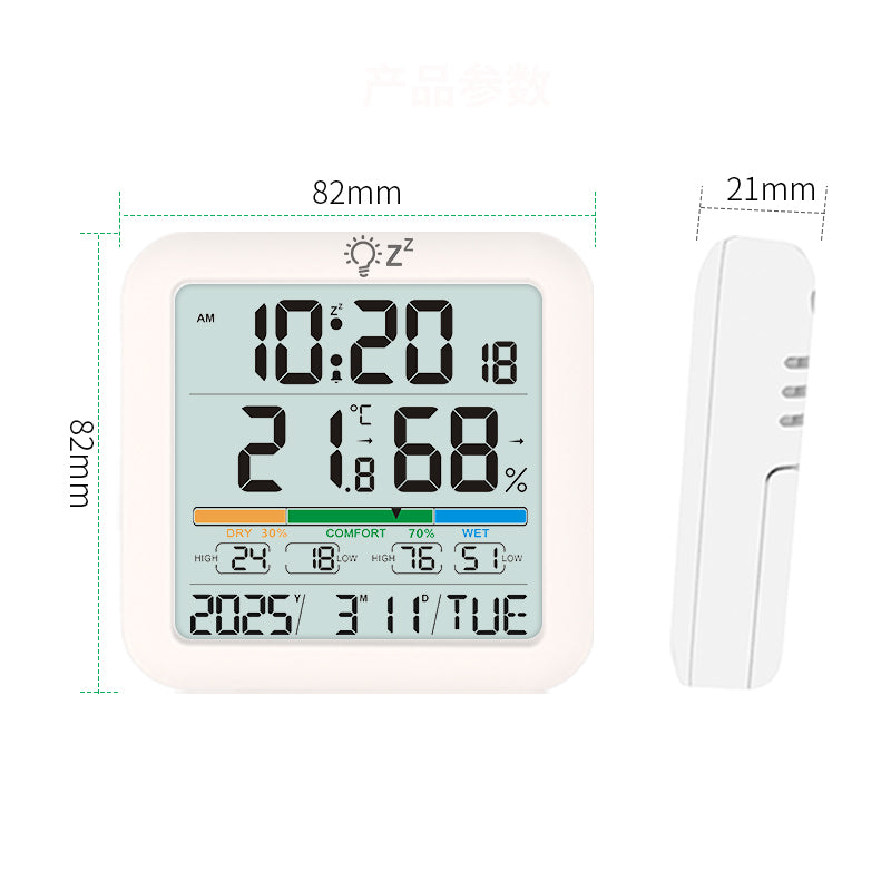Multi-Function Indoor Thermometer Hygrometer Clock with Backlight – Digital Temperature & Humidity Sensor for Home